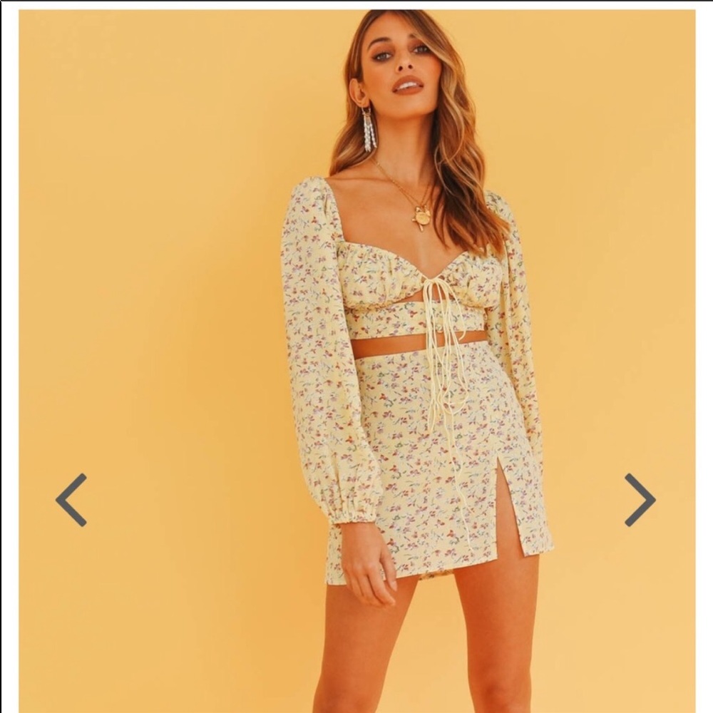 Tie Front Top and Mini Skirt Set